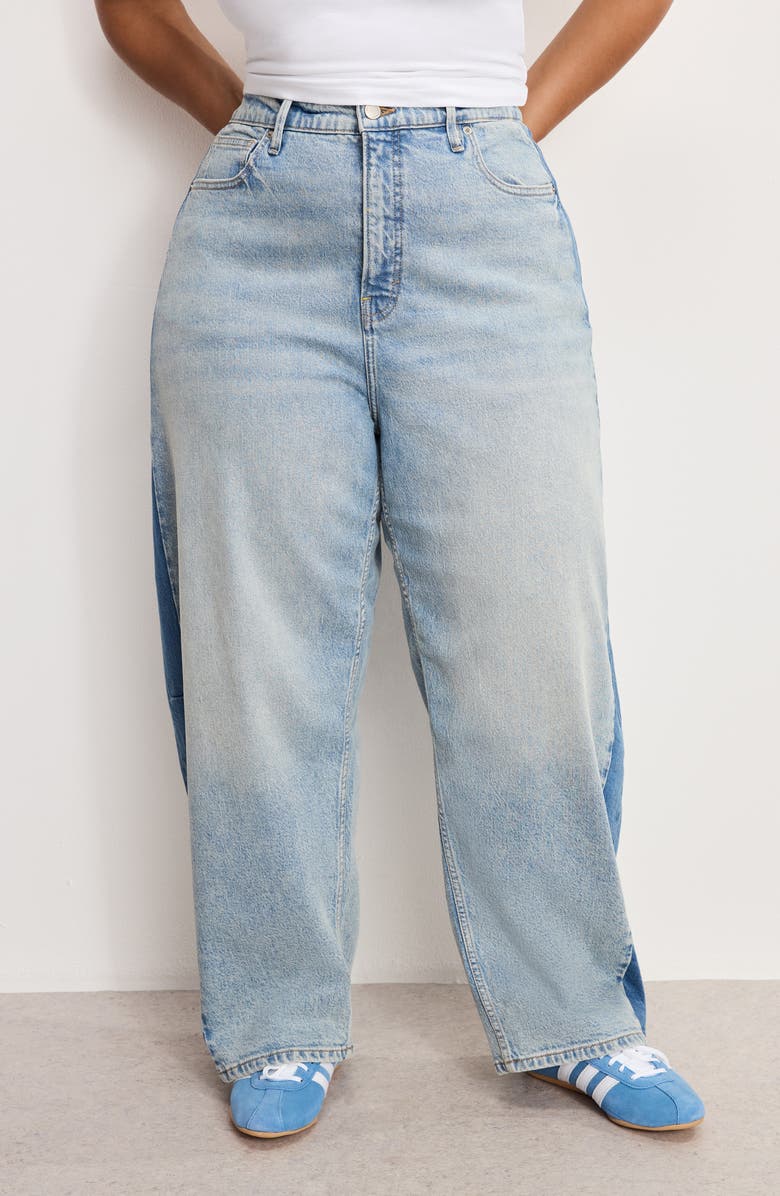 Good American Good Standard Mid Rise Ankle Barrel Jeans, Alternate, color, Indigo