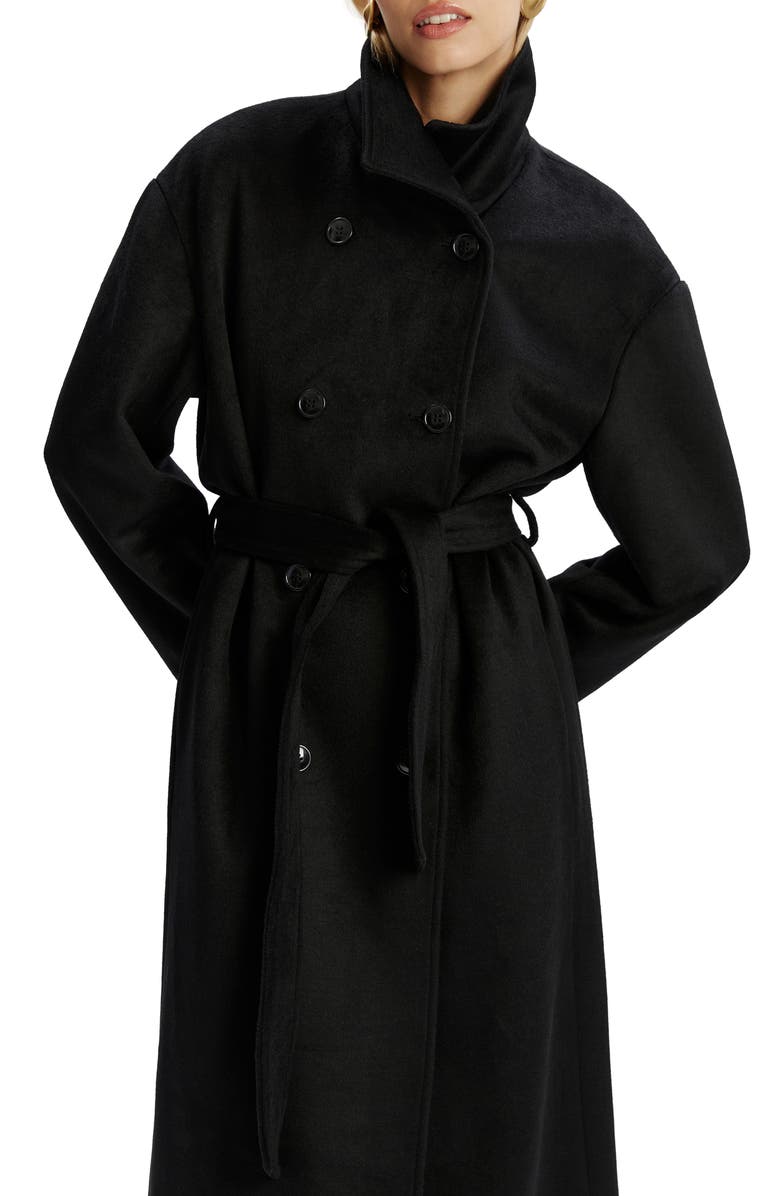 Bardot Enzo Oversize Double Breasted Wool Blend Coat, Alternate, color, Black