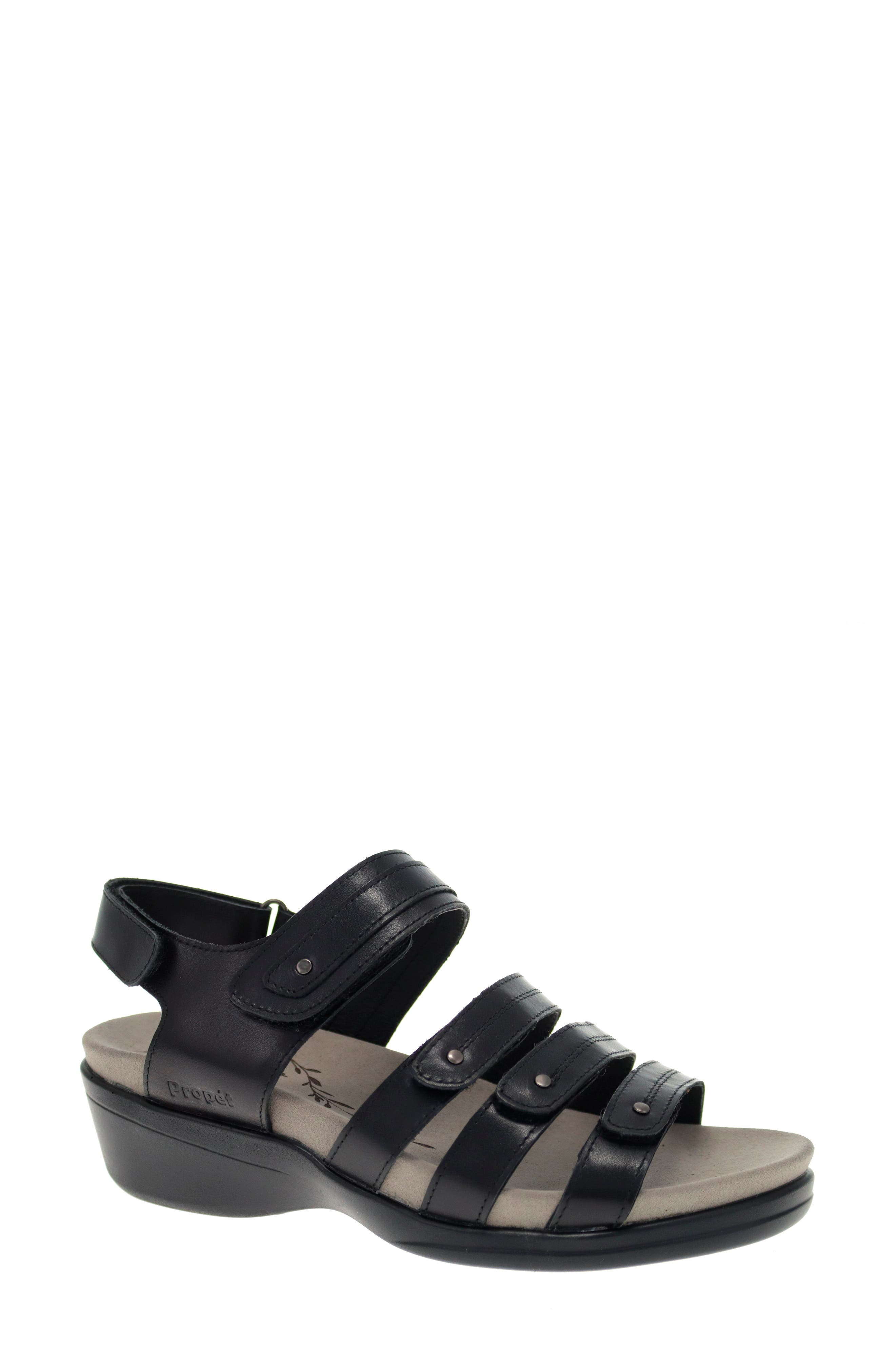 Propét Ainsley Wedge Sandal, Main, color, Black