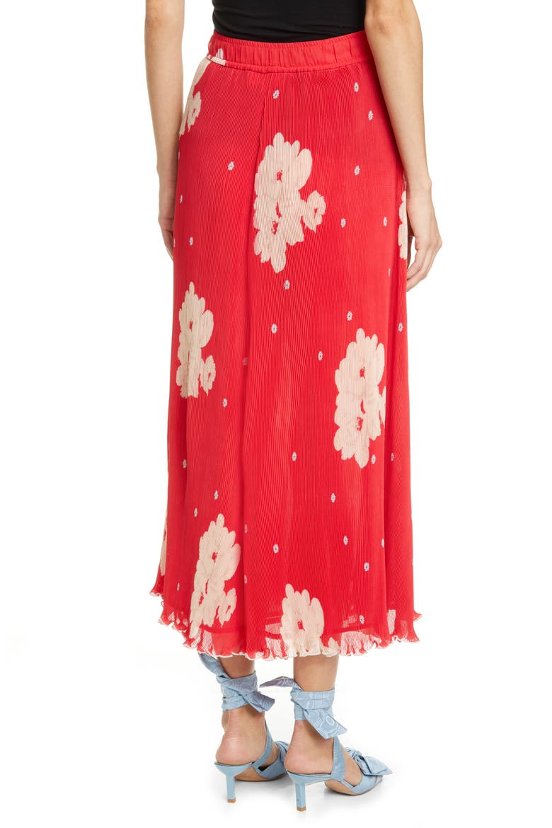 Floral Plissé Pleated Georgette Skirt, Alternate, color, LOLLIPOP