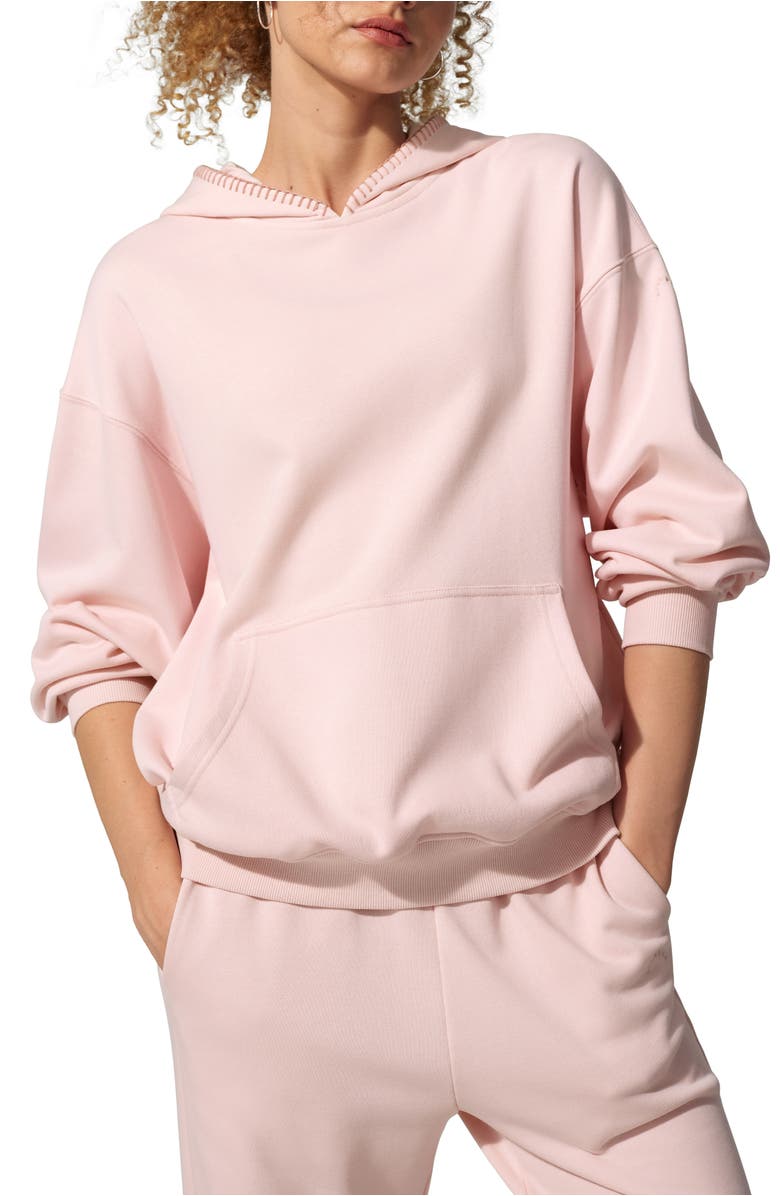 Lilysilk SILKERRY Oversized Seamflow Douceur Stand Collar with Half-Zip Hoodie, Main, color, Blush-Pink