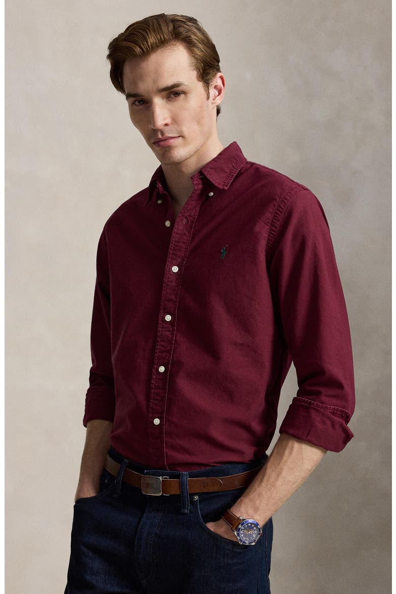 Long Sleeve Oxford Shirt, Alternate, color, WINE