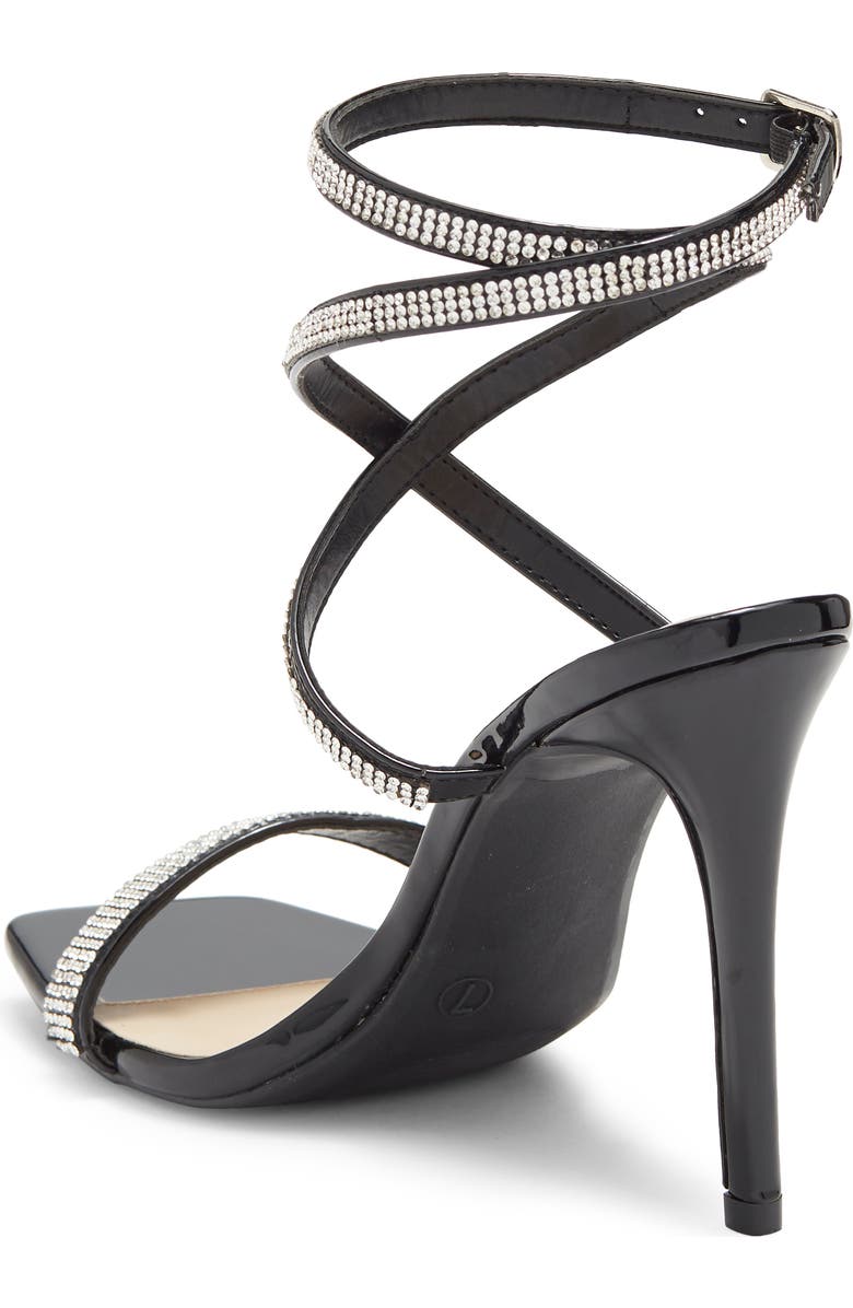 WILD DIVA LOUNGE Crystal Embellished Crisscross Slim Heel Sandal, Alternate, color,