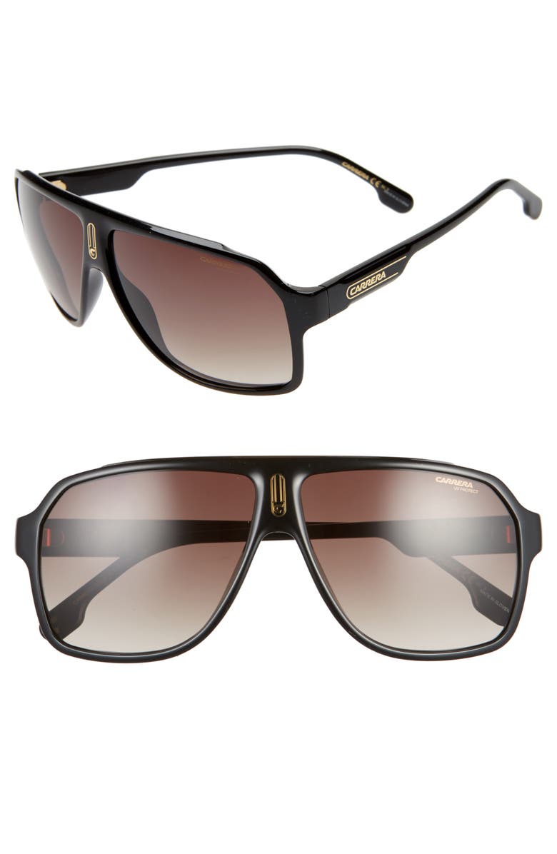 Carrera Eyewear 62mm Oversize Polarized Flat Top Aviator Sunglasses, Main, color, 