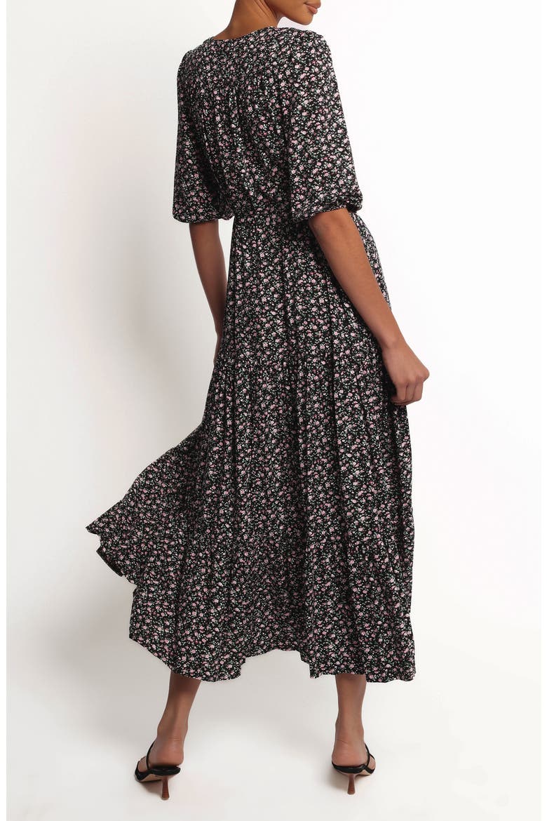 Kelda Floral Print Dress, Alternate, color, BLACK ROSEBUD FLORAL