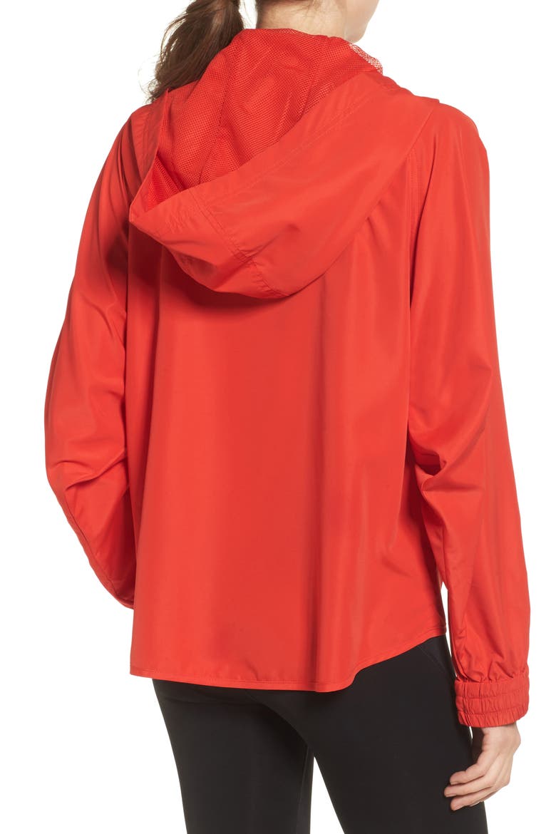 Logo Zip Waterproof Jacket, Alternate, color, TOMATO