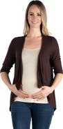 24seven Comfort Apparel Maternity Elbow Length Sleeve Open Cardigan