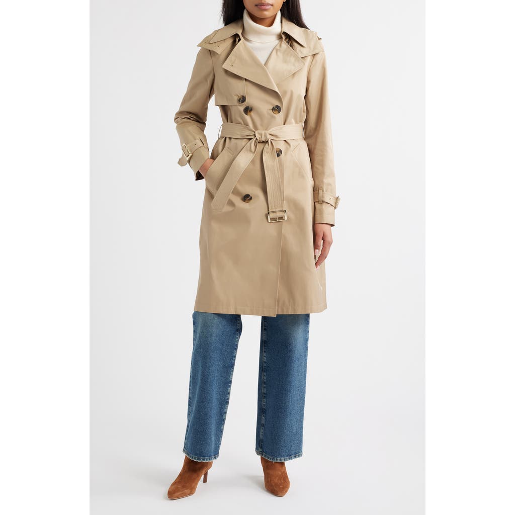 Michael Kors Water Resistant Hooded Trench Coat In Brown