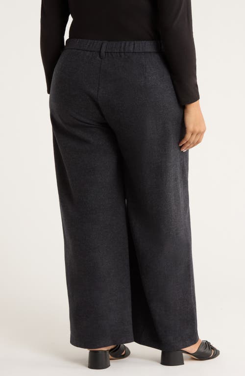 Eileen Fisher Wide Leg Virgin Wool Pants In Black