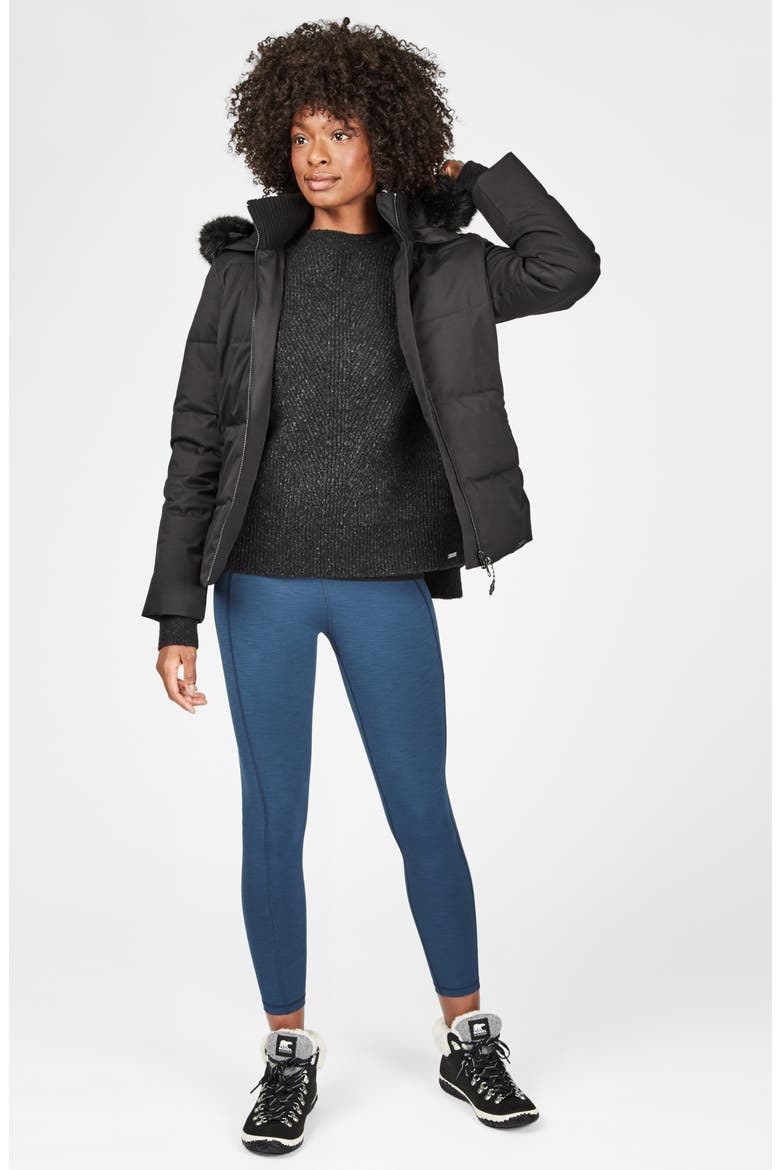 North Pole Quilted Primaloft® Hooded Jacket with Faux Fur Trim, Alternate, color, BLACK