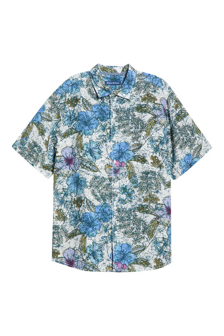 Fresco Blooms Short Sleeve Linen Button-Up Shirt, Alternate, color, CLASSIC LAVENDER