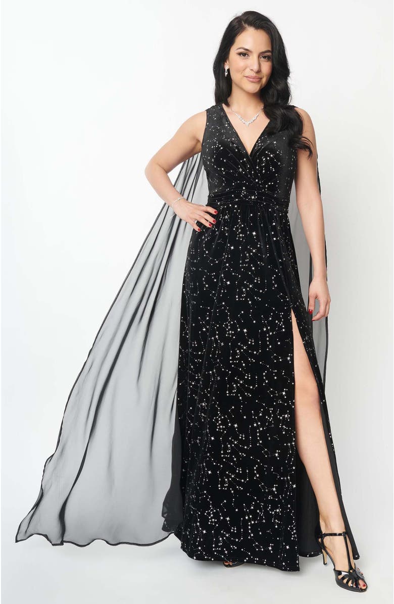 Unique Vintage Velvet Cape Gown, Main, color,