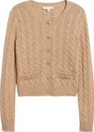 LoveShackFancy Eugenie Cable Knit Cashmere & Wool Cardigan