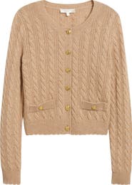LoveShackFancy Eugenie Cable Knit Cashmere & Wool Cardigan