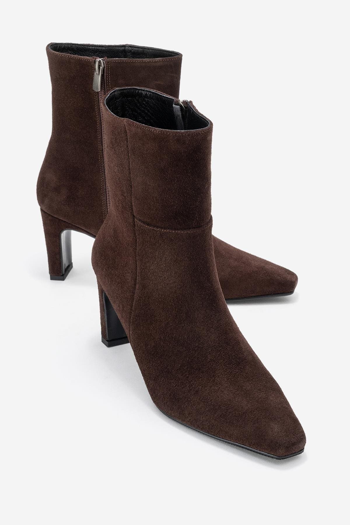 Kyoto Leather Block Heel Boot, Alternate, color, Brown Suede Leather