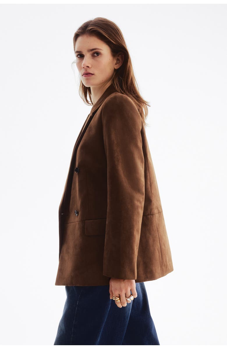 H&M Double-breasted Blazer, Alternate, color, Brown