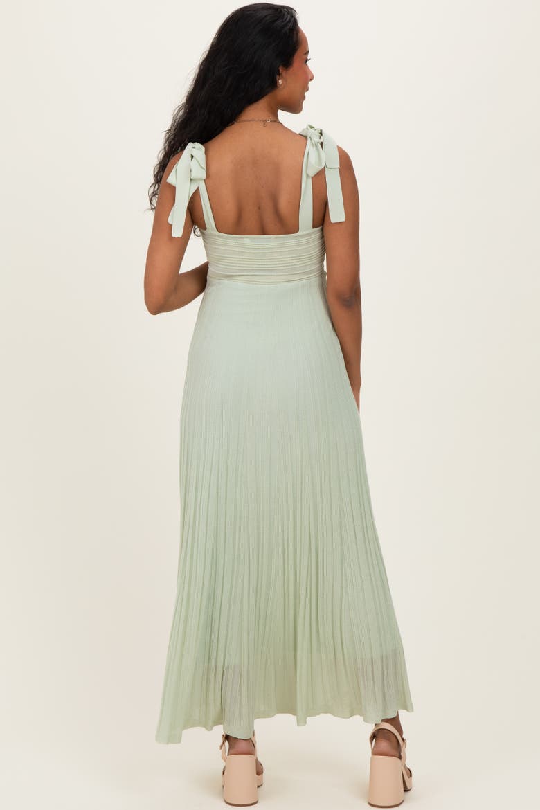 Textured Knit Shoulder Tie Midi Dress, Alternate, color, Light Olive