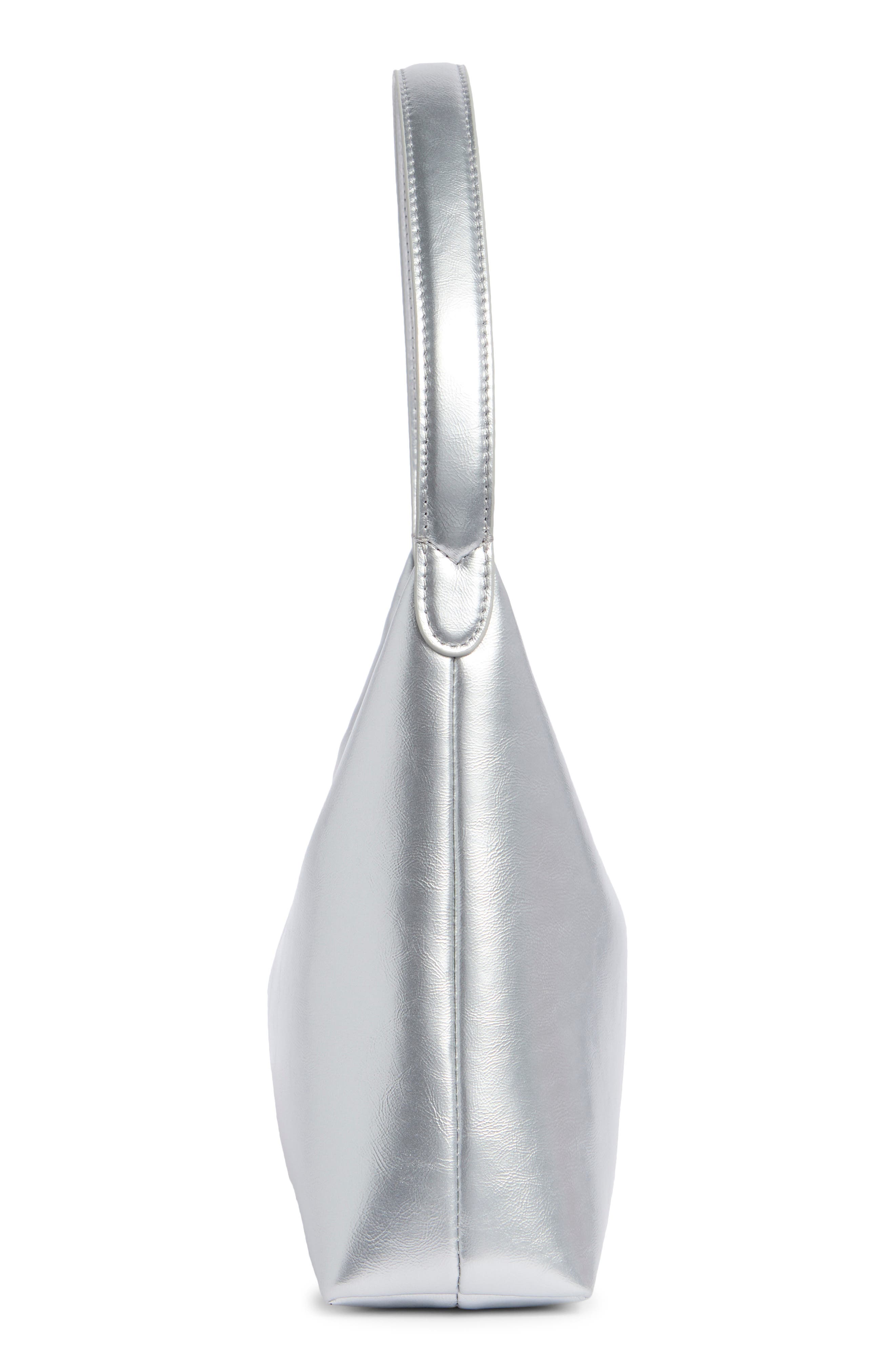 Stand Oil Plump Faux Leather Shoulder Bag, Alternate, color, Silver