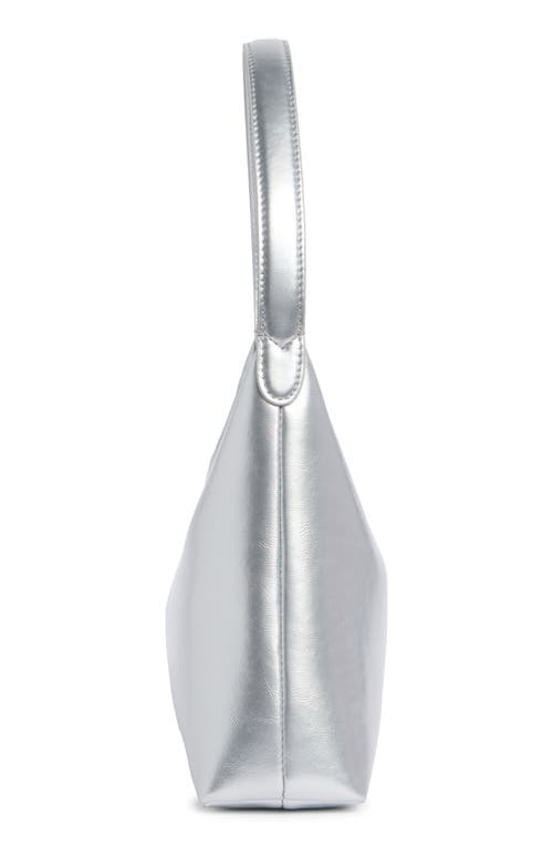 Stand Oil Plump Faux Leather Shoulder Bag In Silver