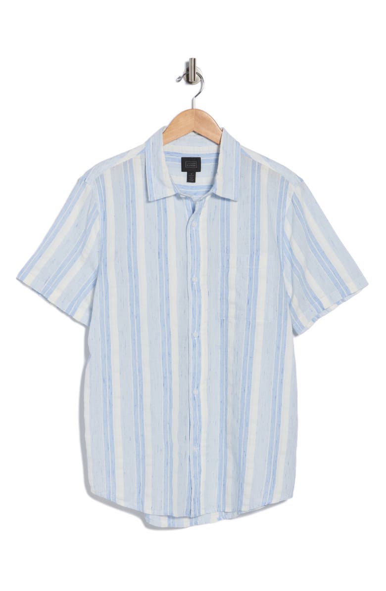 14th & Union Short Sleeve Woven Slub Shirt, Main, color, Blue Tide Stripe