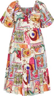 City Chic Simona Print Fit & Flare Midi Dress