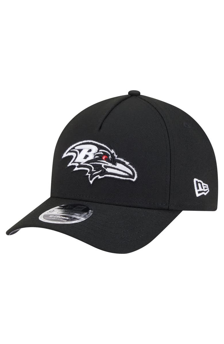 New Era Men's New Era Black Baltimore Ravens Team Collection 9FORTY M-Crown A-Frame Adjustable Hat, Main, color,
