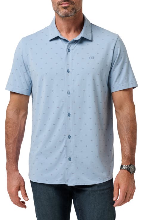 Comfortknit Geo Short Sleeve Button-Up Shirt