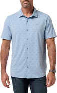 TravisMathew Comfortknit Geo Short Sleeve Button-Up Shirt