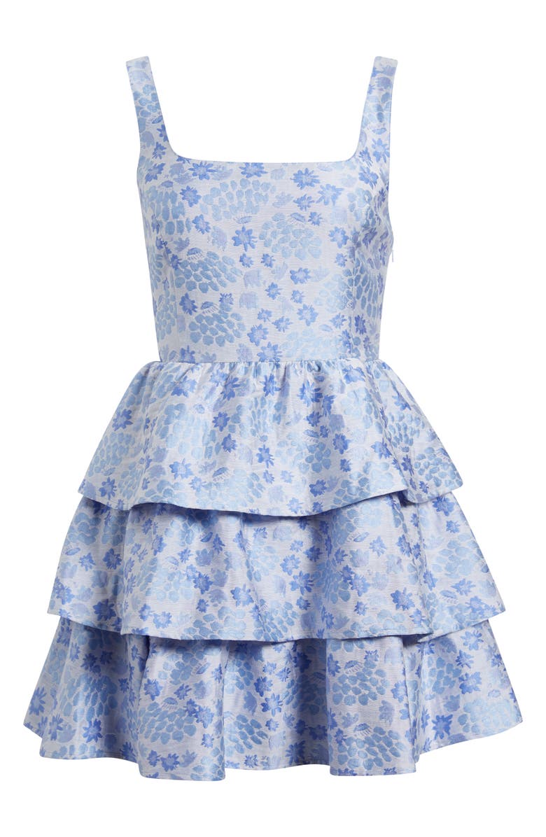 Chelsea28 Floral Brocade Tiered Minidress, Alternate, color, Light Blue Floral Brocade