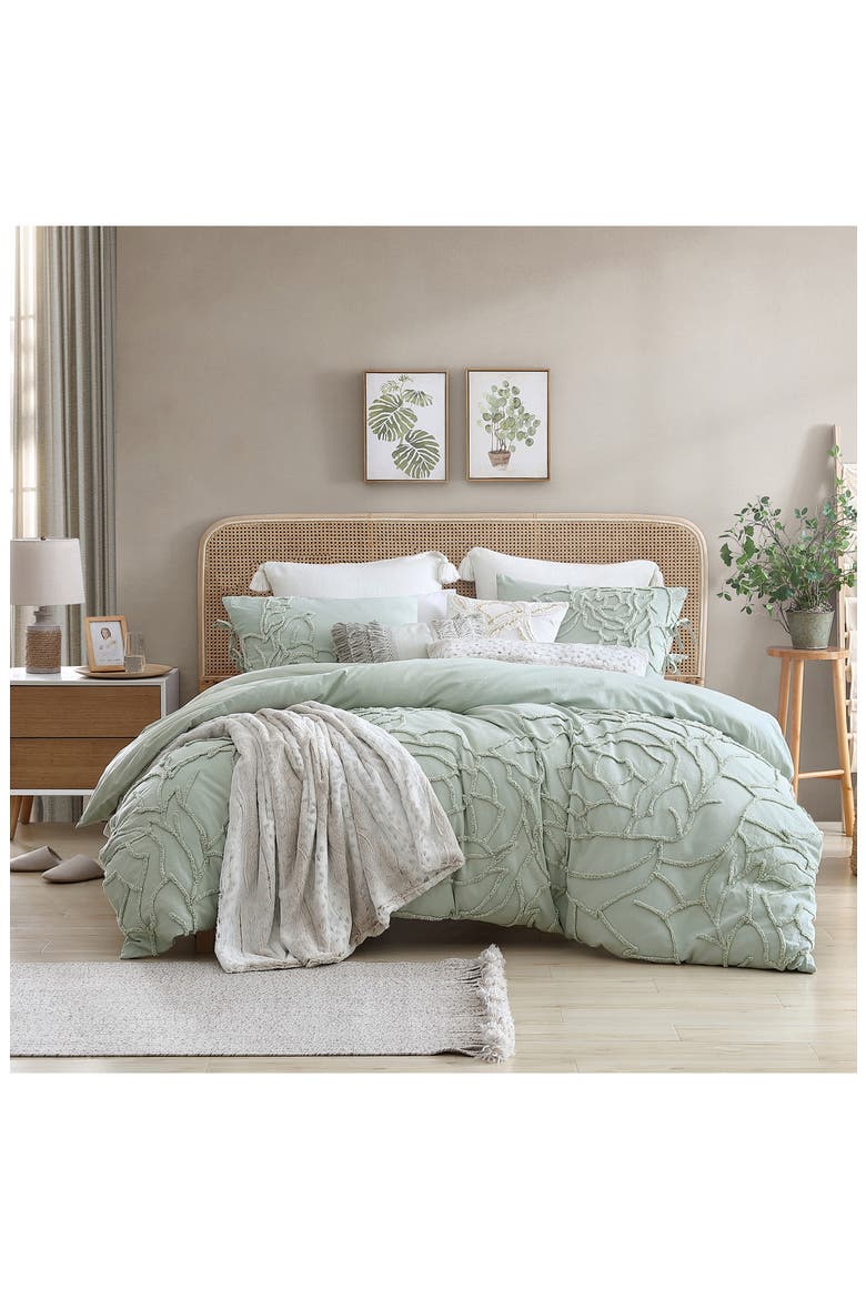 Chenille Rose Comforter & Sham Set, Alternate, color, GREEN