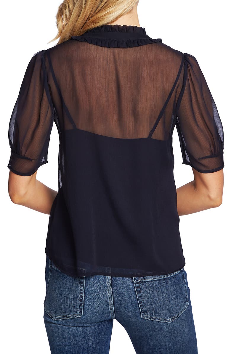 CeCe Ruffle Detail Puff Sleeve Chiffon Blouse, Alternate, color, 