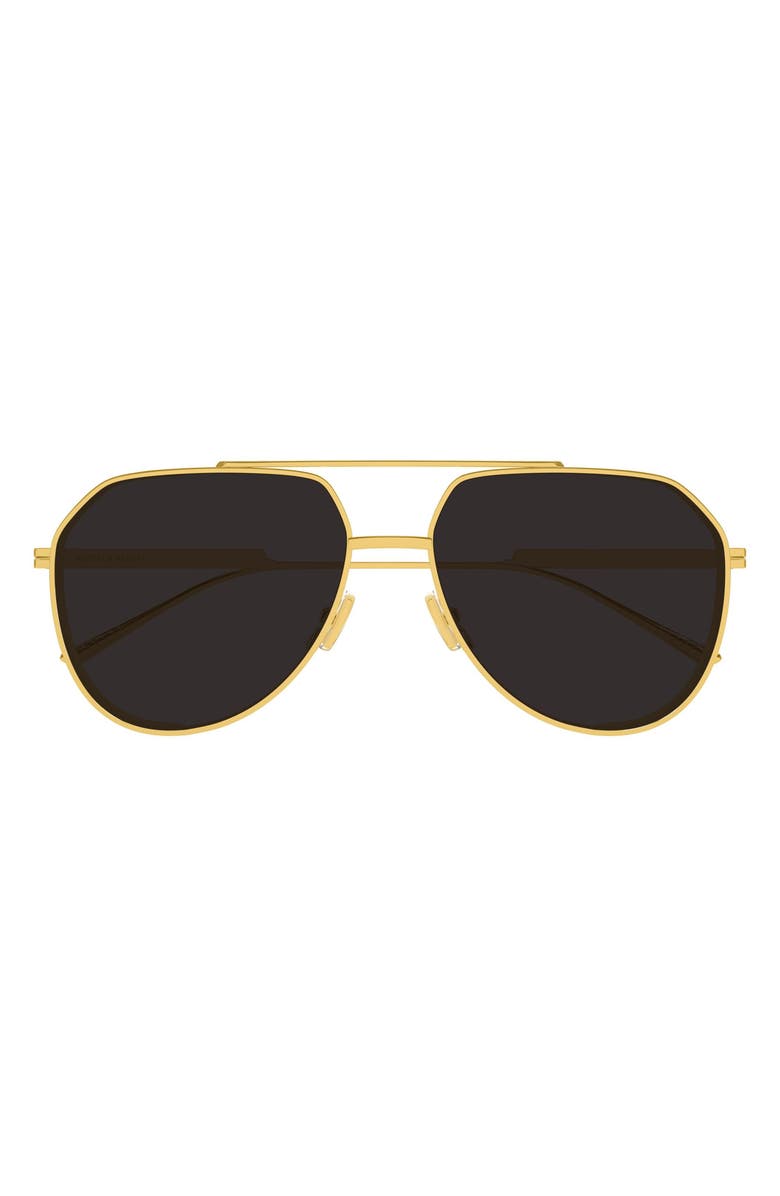Bottega Veneta 60mm Pilot Sunglasses, Main, color, Gold/ Grey Lens