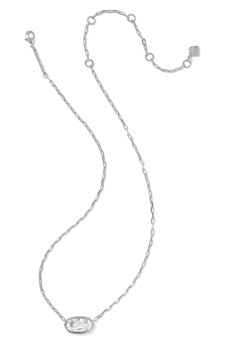 Kendra Scott Elisa Luxe Short Pendant Necklace, Alternate, color, Silver White Cubic Zirconia