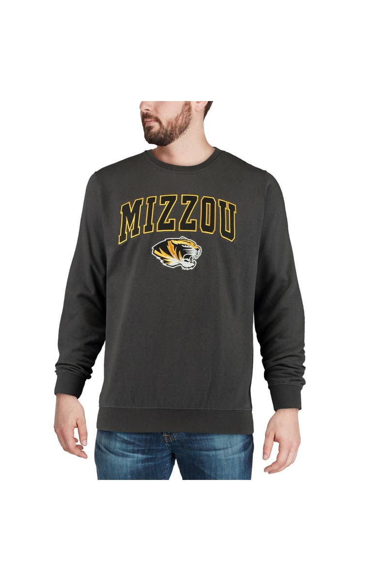COLOSSEUM Men's Colosseum Charcoal Missouri Tigers Arch & Logo Crew Neck Sweatshirt, Alternate, color, Charcoal