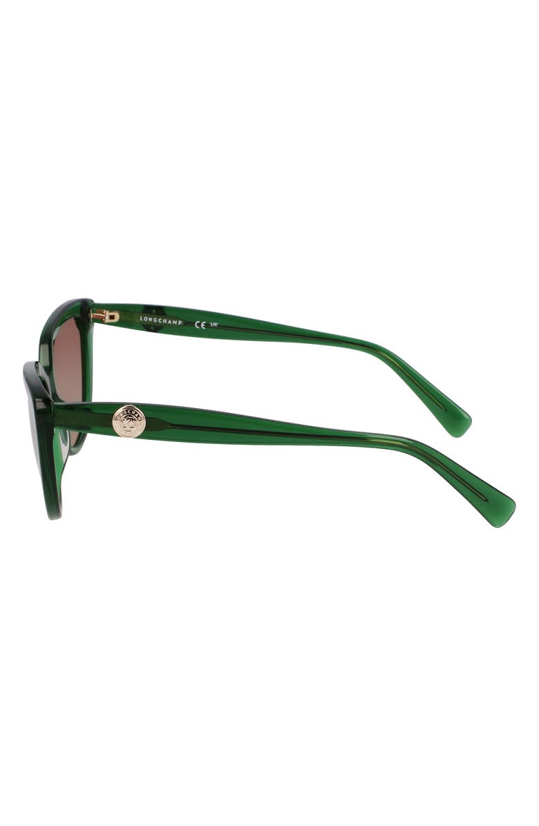 Longchamp Le Pliage 53mm Gradient Cat Eye Sunglasses, Alternate, color, Transparent Green