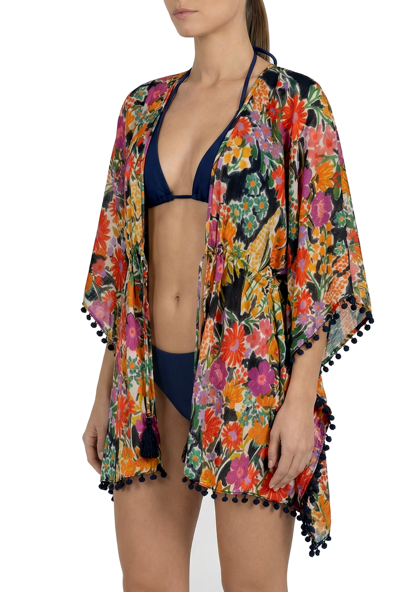 Audrey Short Drawstring Caftan Cover-Up, Alternate, color, Gardenia