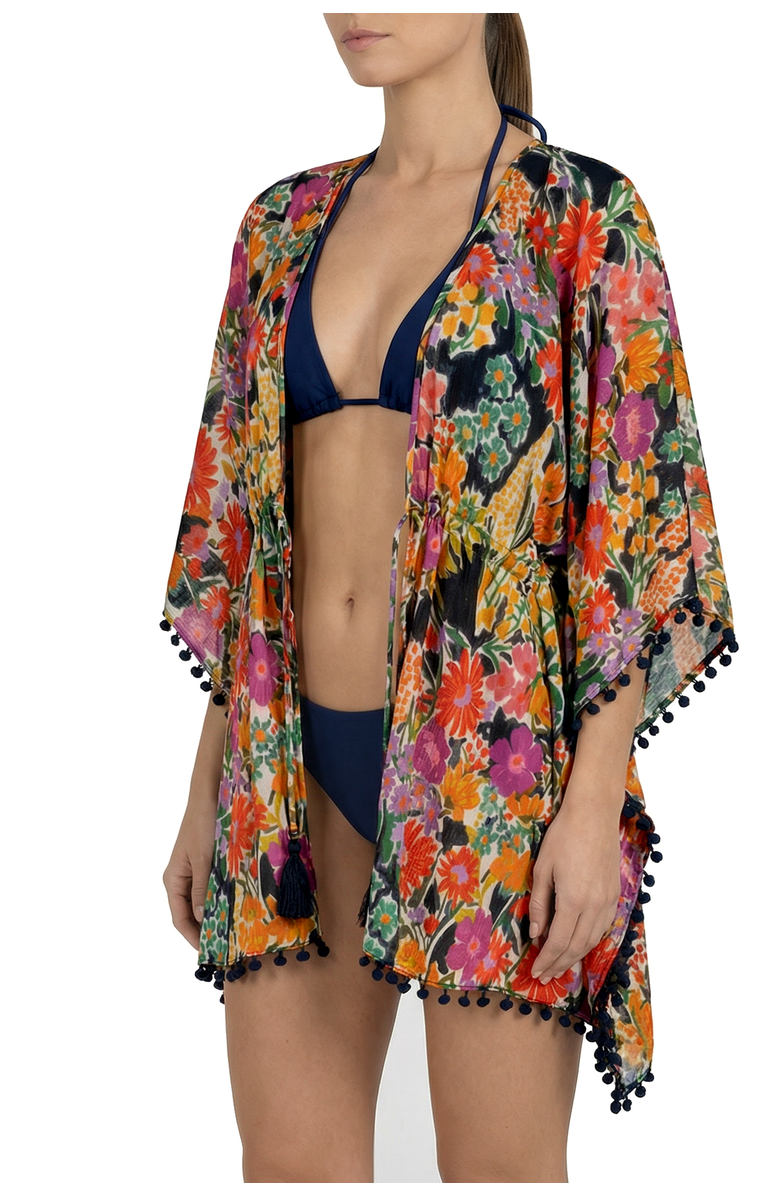 Change of Scenery Audrey Short Drawstring Caftan Cover-Up, Alternate, color, Gardenia