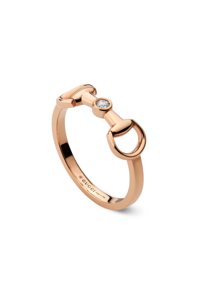 18K Pink Gold Diamond Horsebit Ring, Main, color, PINK GOLD