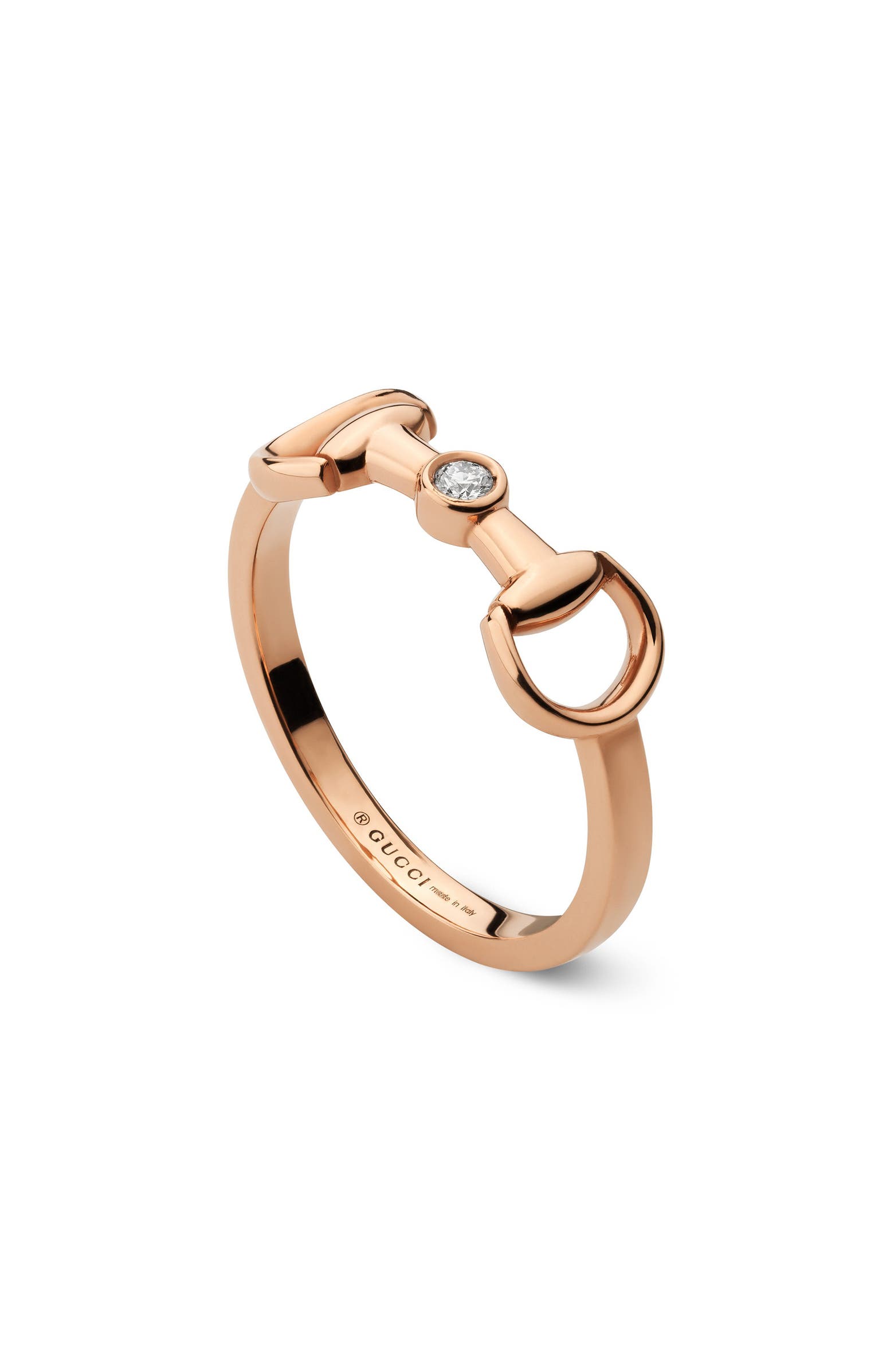 Gucci 18K Pink Gold Diamond Horsebit Ring | Nordstrom