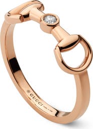 Gucci 18K Pink Gold Diamond Horsebit Ring
