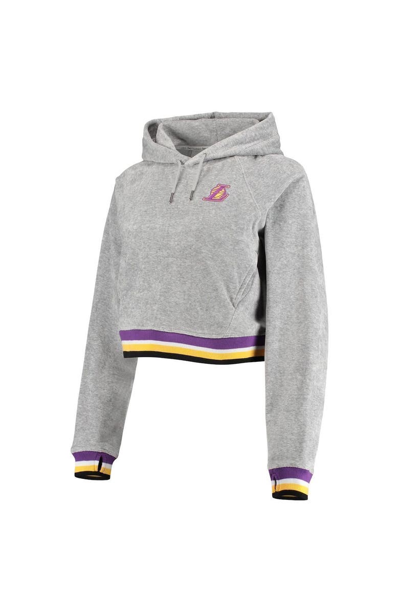 LUSSO Women's Lusso Gray Los Angeles Lakers Maisie-Maggie Velour Pullover Hoodie & Jogger Pants Set, Alternate, color, Gray