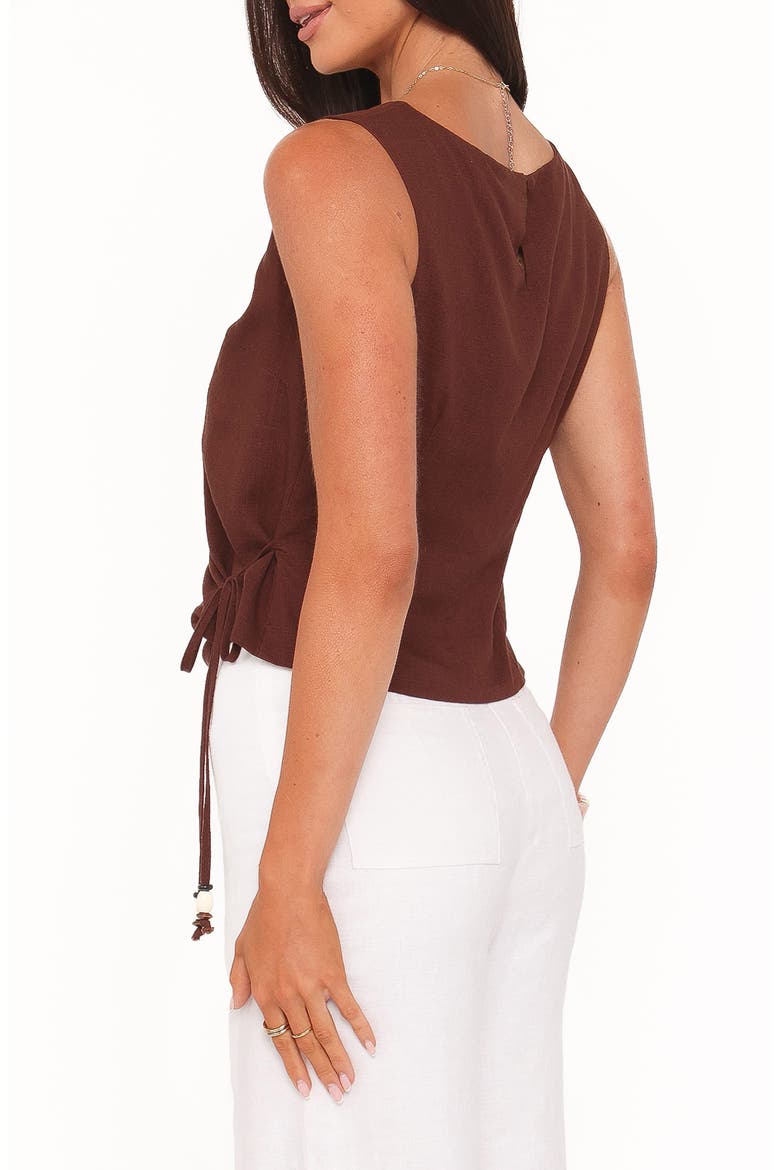 Heloise Side Tie Top, Alternate, color, DARK BROWN