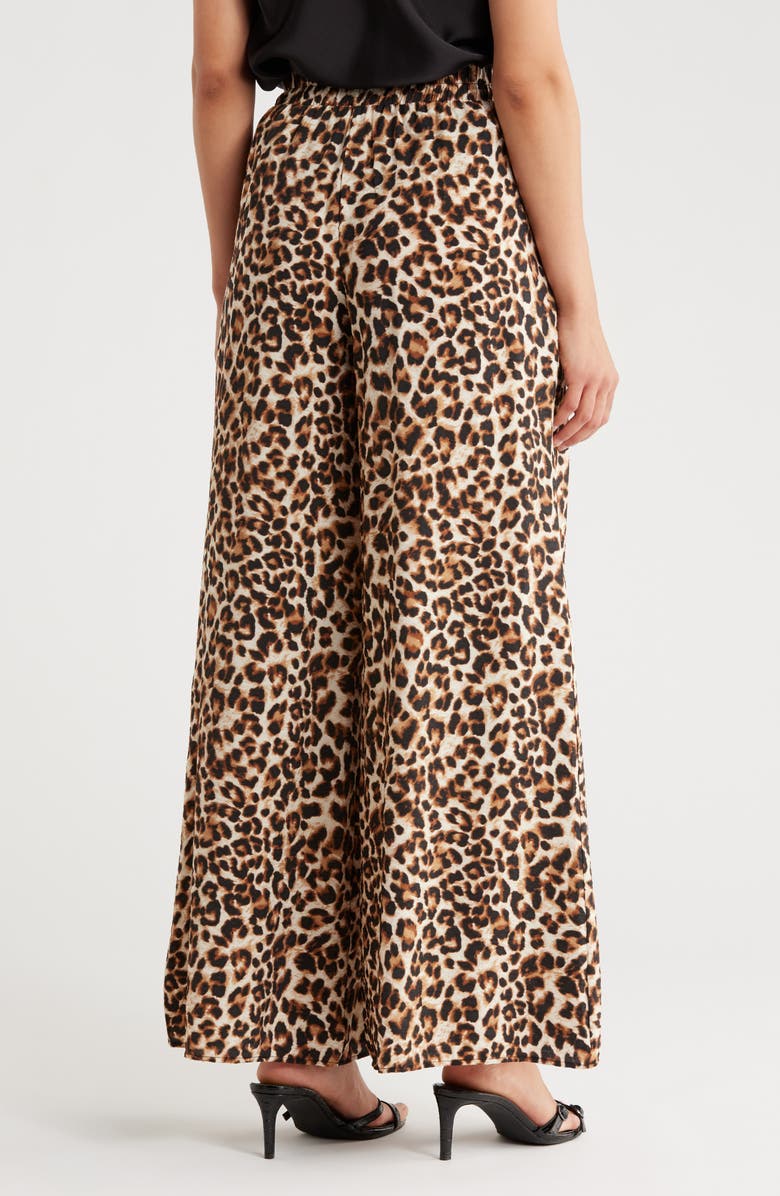 Renee C Leopard Print Wide Leg Pants, Alternate, color, Chocolate