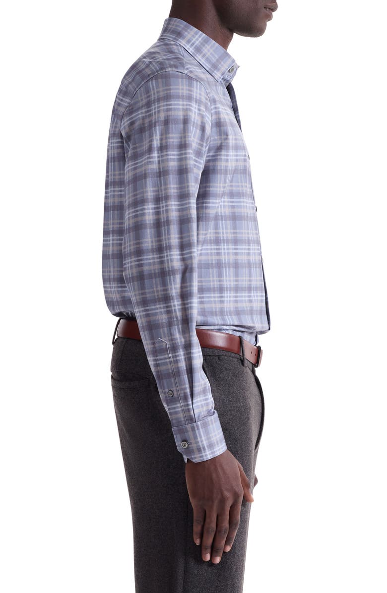 Bugatchi Jules OoohCotton<sup>®</sup> Plaid Button-Up Shirt, Alternate, color, Cement