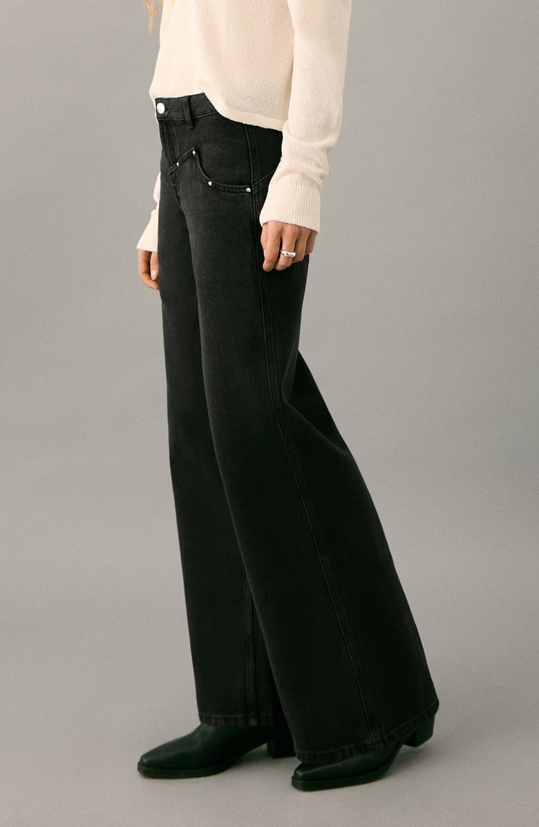 MANGO TEEN Studded Low Rise Wide Leg Jeans, Main, color,