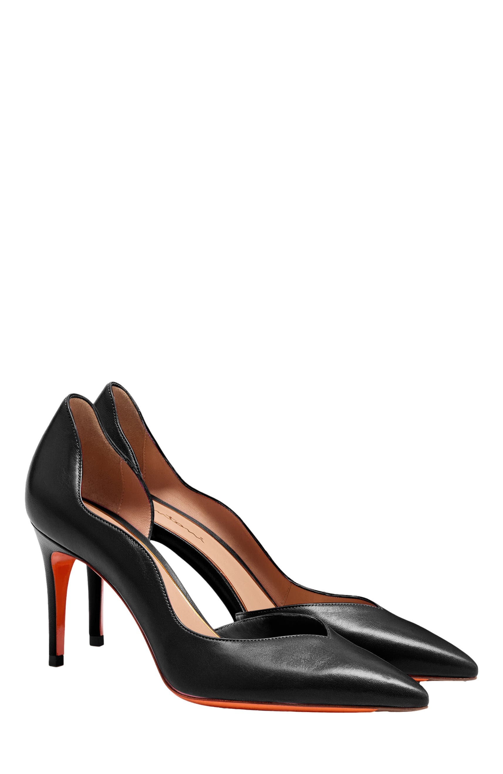 Santoni Women's  leather high-heel pump, Alternate, color, Black