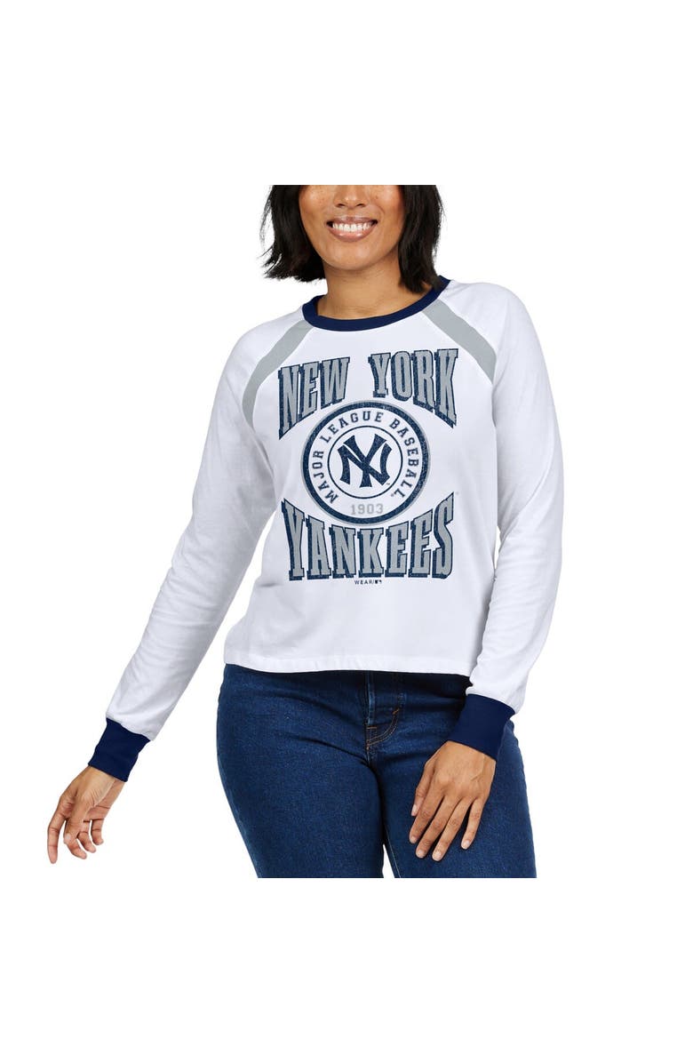 WEAR by Erin Andrews Women's WEAR by Erin Andrews White New York Yankees Raglan Long Sleeve T-Shirt, Alternate, color, White