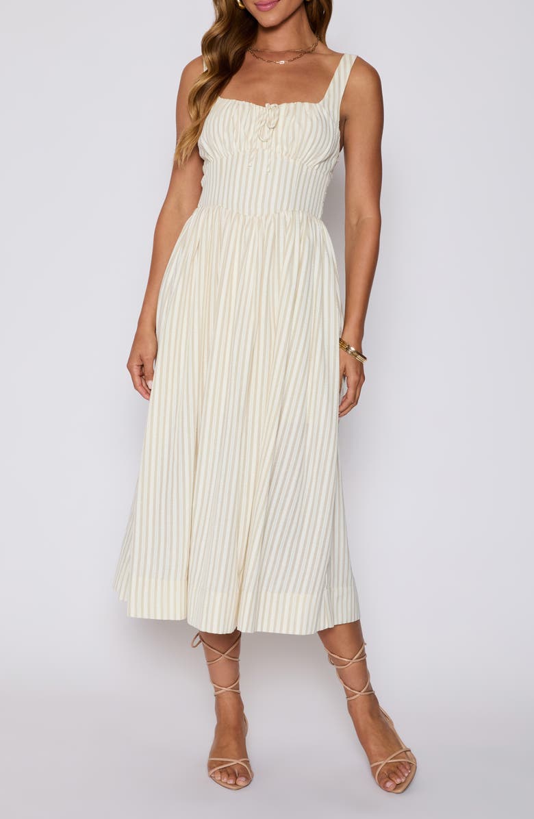 VICI Collection Callie Fit & Flare Milkmaid Sundress, Main, color, Biscotti