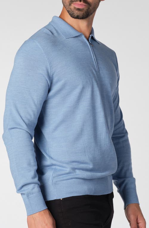 Studio Garnet Los Angeles Lightweight Merino Wool Quarter Zip Sweater In Blue