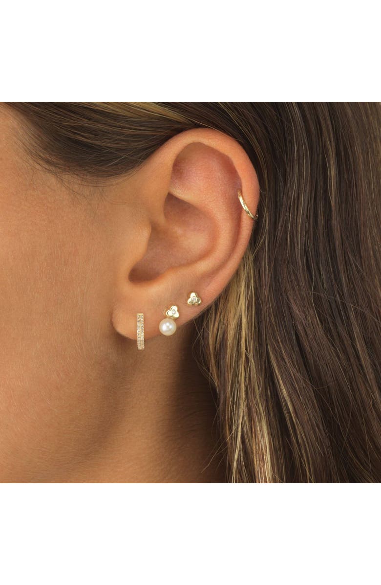 BY ADINA EDEN Diamond Octagon Double Row Huggie Earring 14K, Alternate, color, 14K Gold